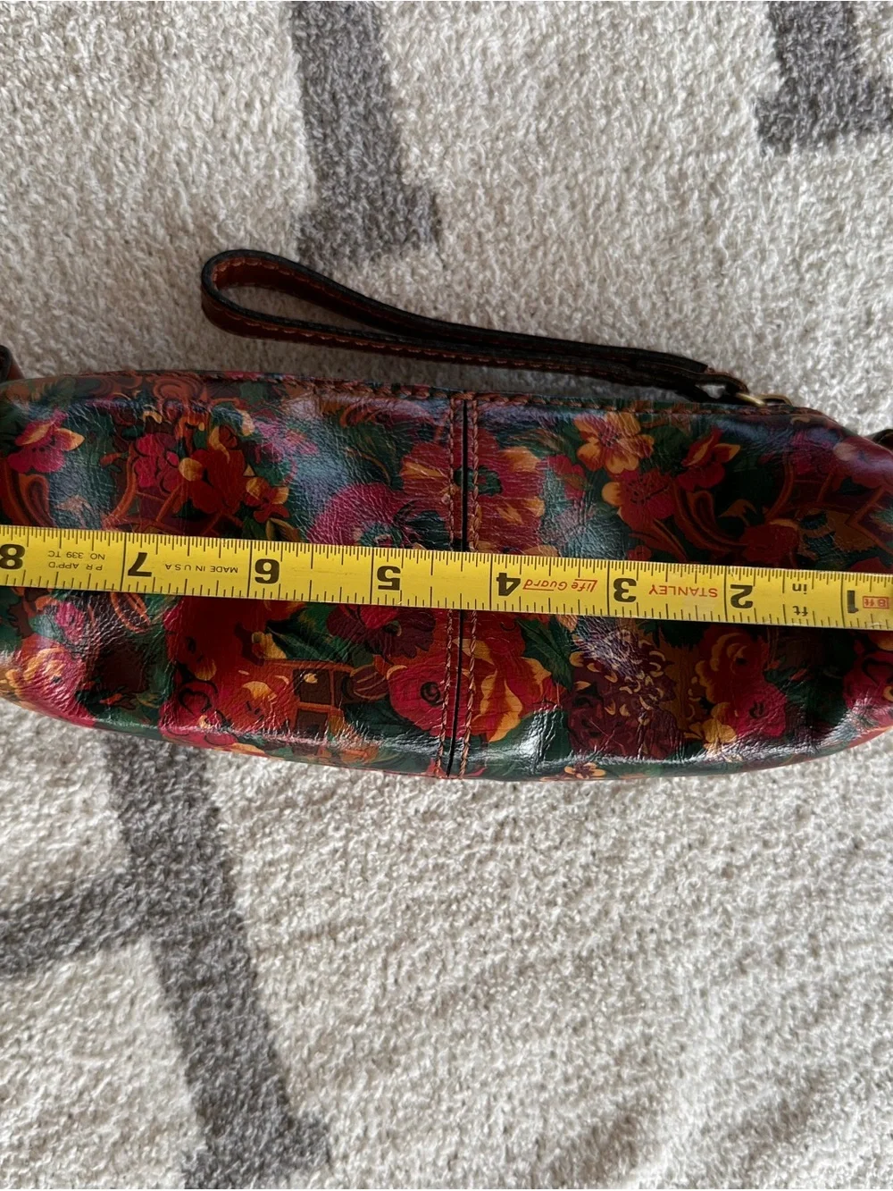 Patricia Nash Floral Leather Wristlet in Red, Green, Brown, Gold